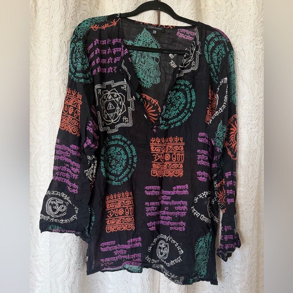 SOLD Sanskrit Print Lightweight Top